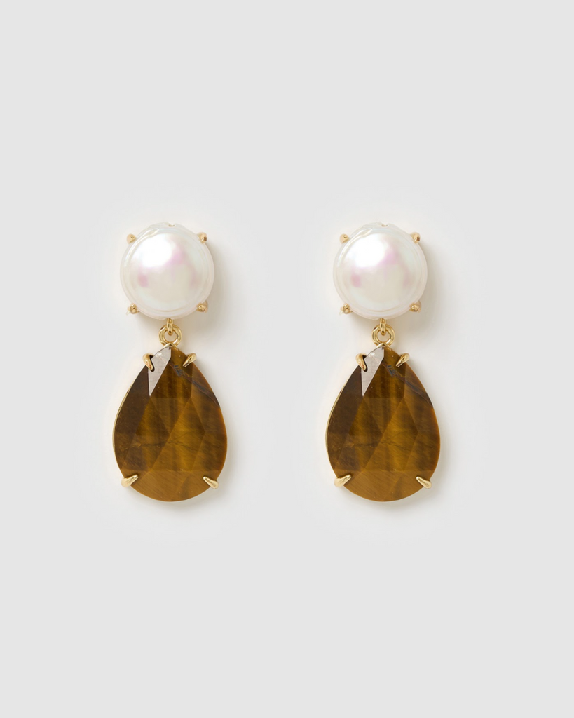 Miz Casa & Co Rey Earrings in Tigers Eye