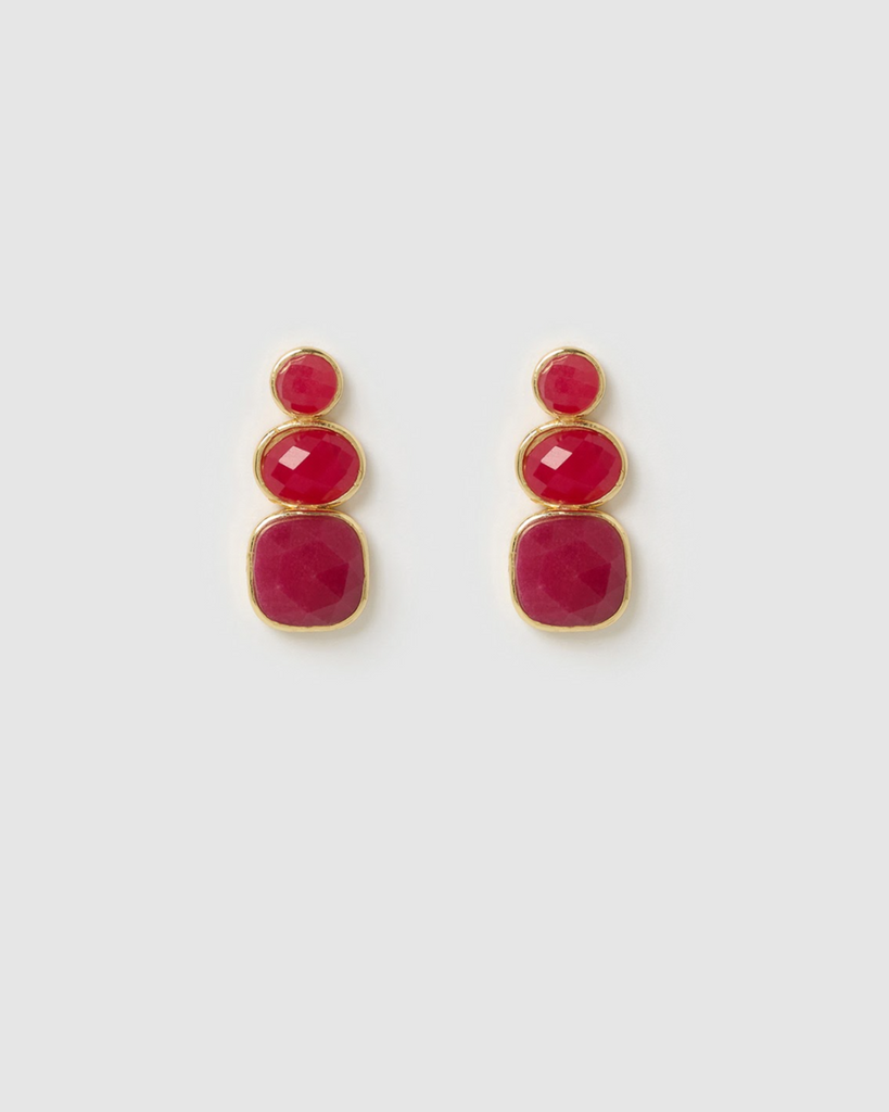 Miz Casa & Co Lux Stud Earrings Red Jasper