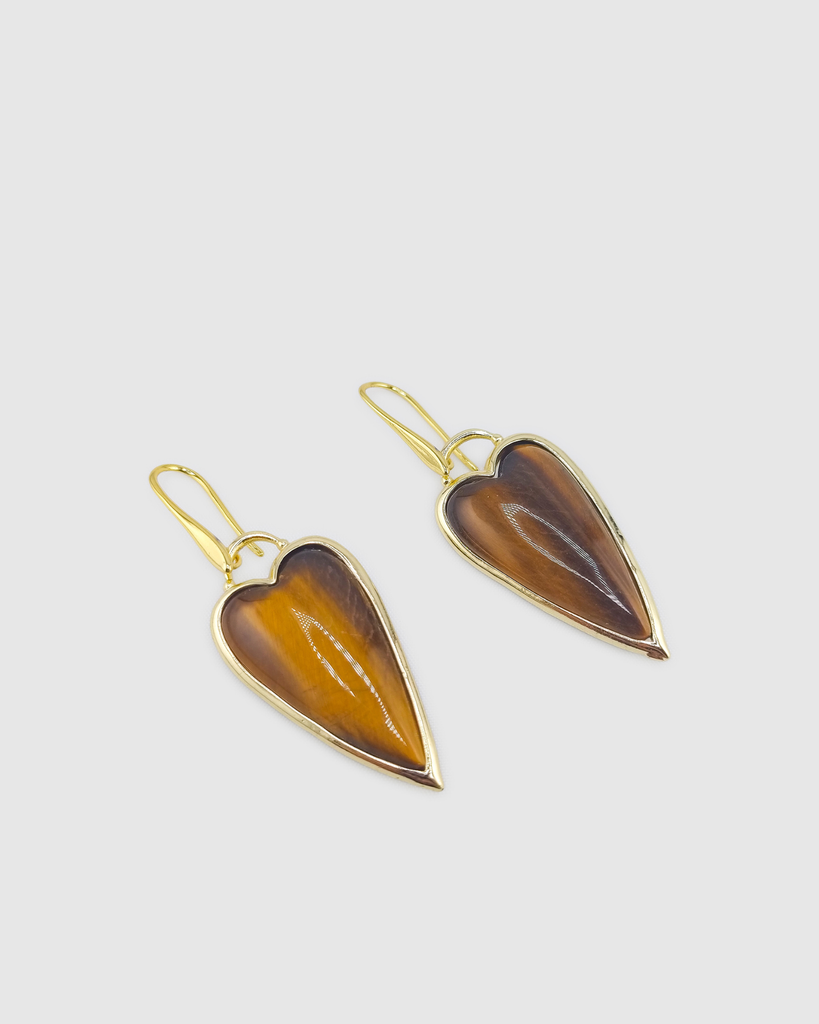 Miz Casa & Co Priya Heart Studs Earrings Tigers Eye