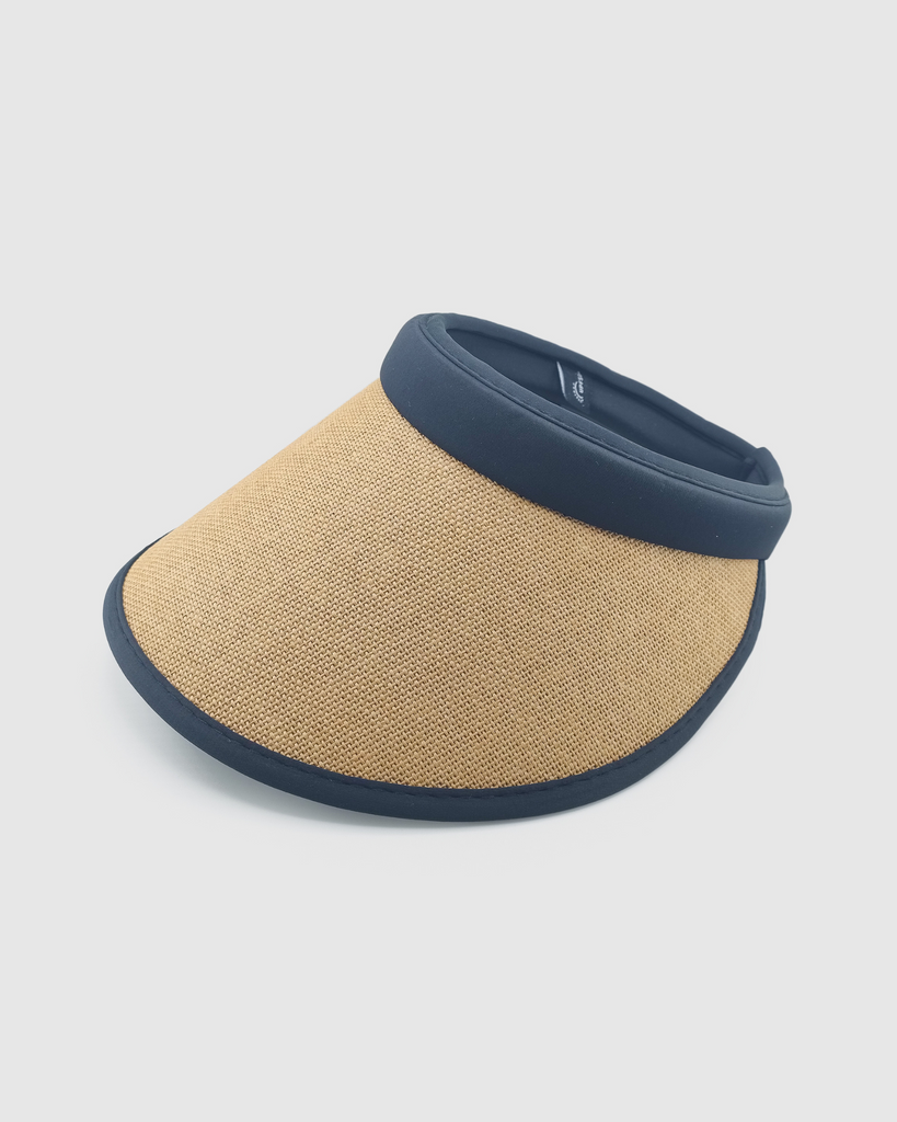 Miz Casa & Co Vera Raffia Weave Sun Visor Hat Brown