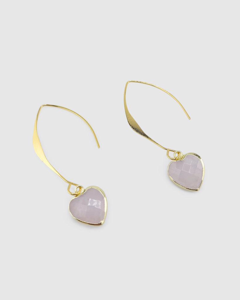 Miz Casa & Co Hazel Heart Studs Earrings Rose Quartz