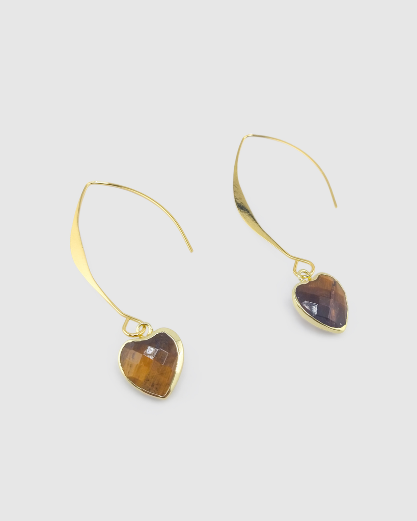 Miz Casa & Co Hazel Heart Hook Earrings Tigers Eye