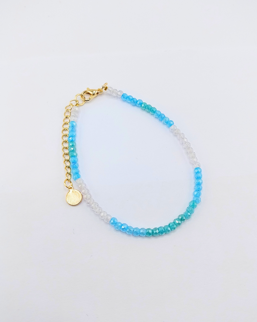 Miz Casa & Co Crystal Beaded Bracelet Stack Light Blue Single Pearl
