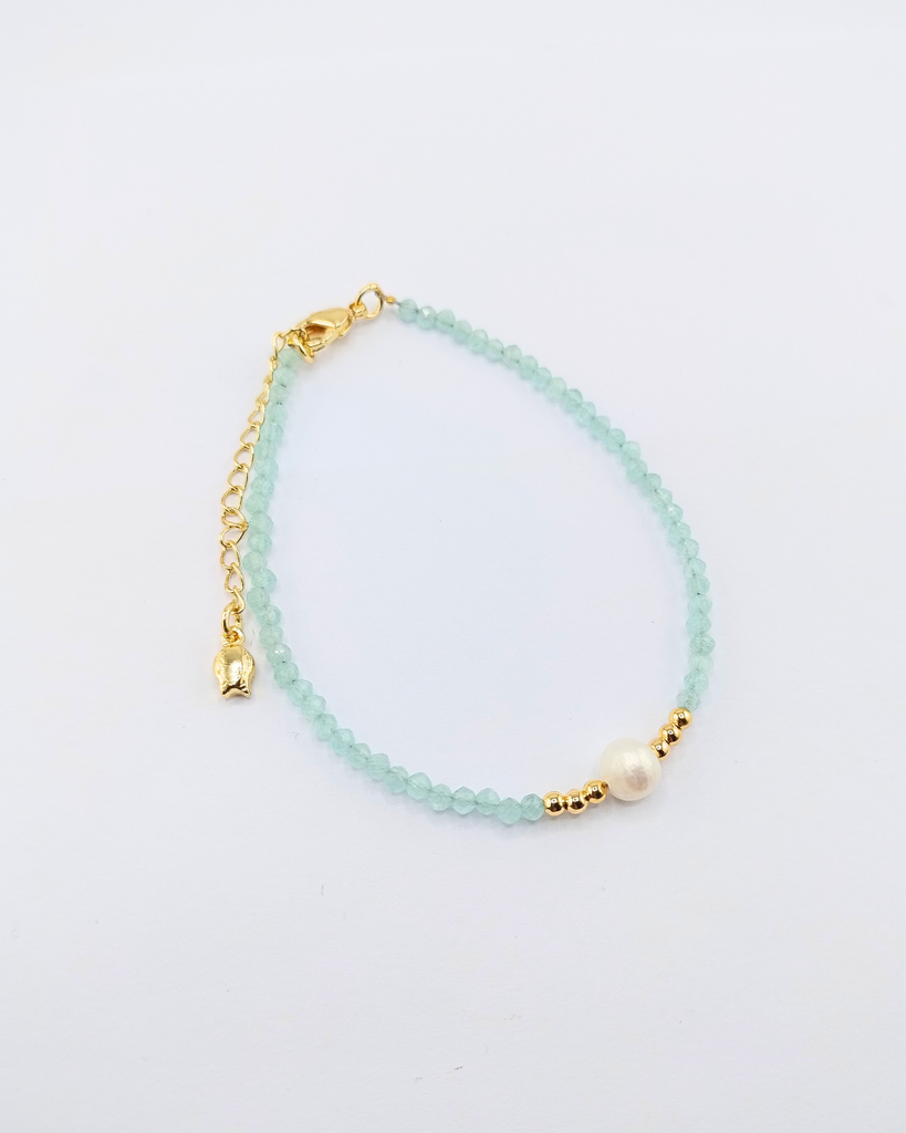 Miz Casa & Co Crystal Beaded Bracelet Stack Light Blue Single Pearl