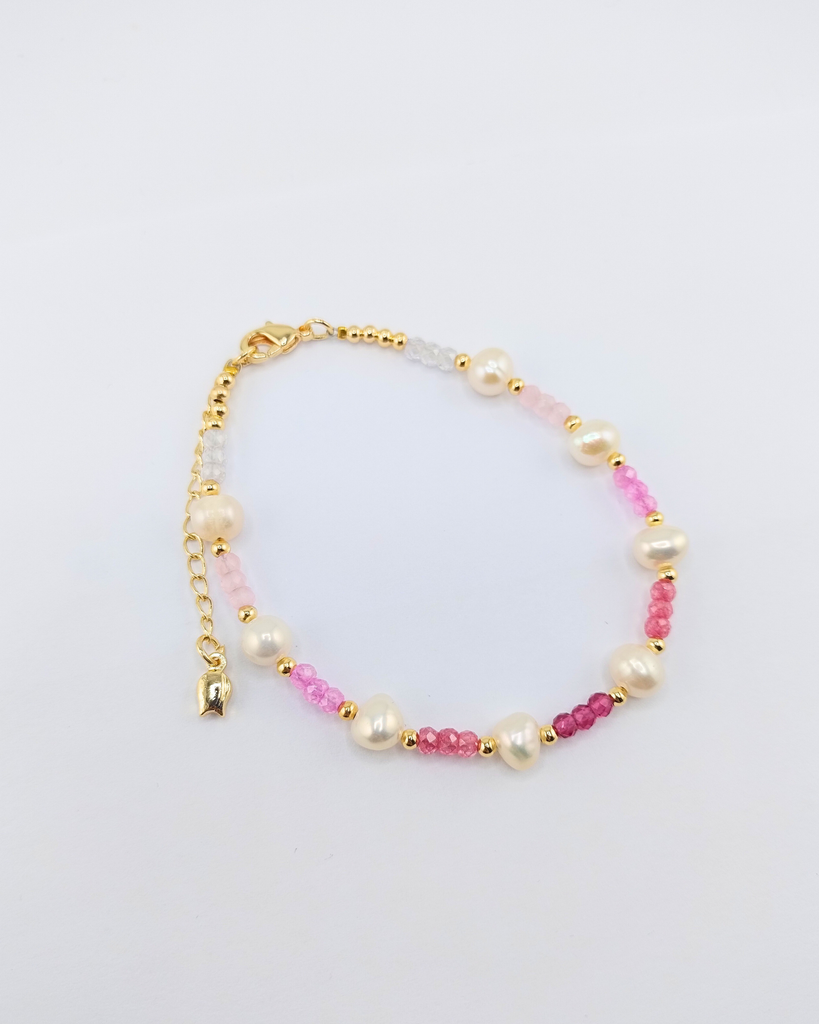 Miz Casa & Co Crystal Beaded Bracelet Stack Pink Multi Pearl