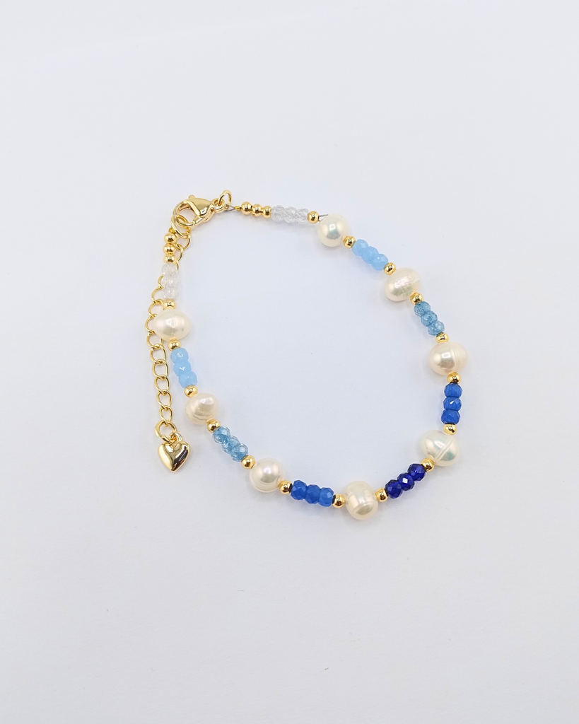 Miz Casa & Co Crystal Beaded Bracelet Stack Navy Multi Pearl