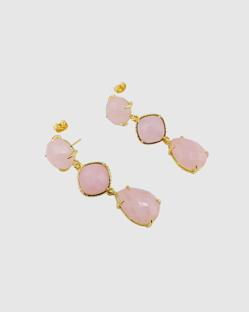 Miz Casa & Co Paloma Earrings Rose Quartz Gold