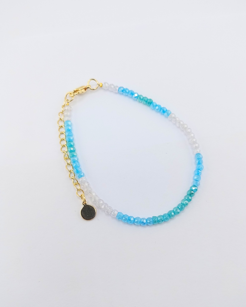 Miz Casa & Co Crystal Beaded Bracelet Stack Light Blue Multi Pearl