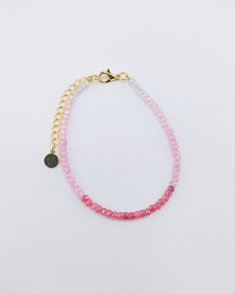 Miz Casa & Co Crystal Beaded Bracelet Stack Pink Single Pearl