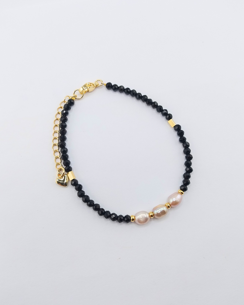 Miz Casa & Co Crystal Beaded Bracelet Stack Black Multi Pearl