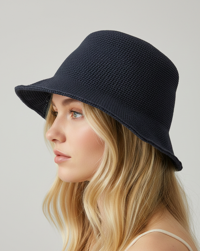 Miz Casa & Co Ella Foldable Raffia Weave Sun Hat Black