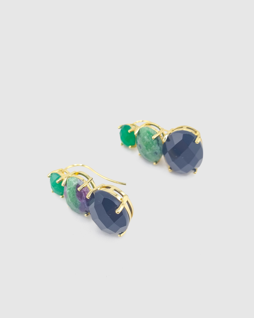 Miz Casa & Co Cleo Gemstone Studs Earrings Green Multi