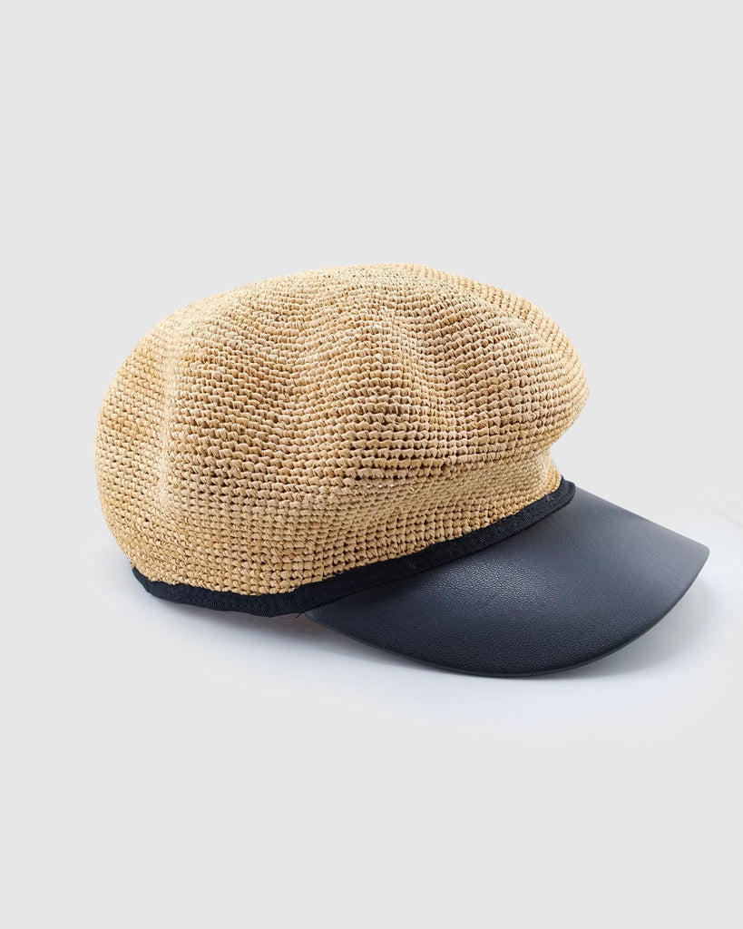 Miz Casa & Co Elisse Foldable Raffia Weave Bakerboy Hat Natural