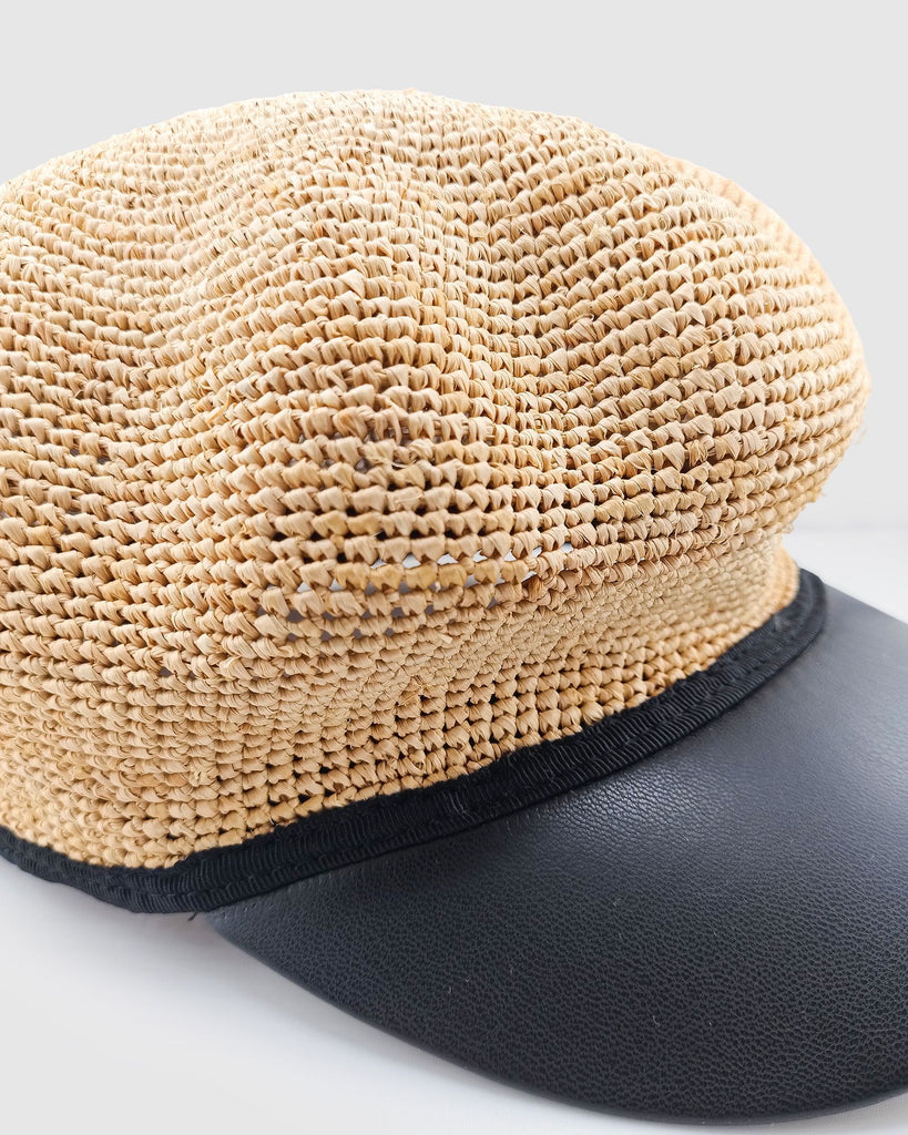 Miz Casa & Co Elisse Foldable Raffia Weave Bakerboy Hat Natural