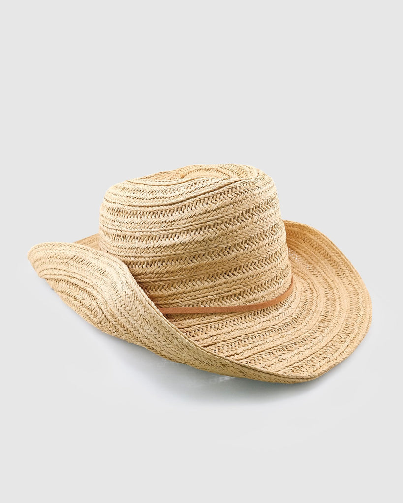 Miz Casa & Co Maya Raffia Weave Cowboy Hat Brown