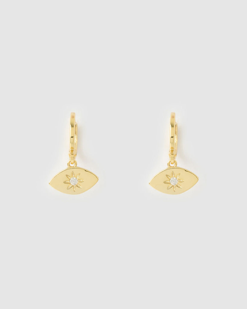 Miz Casa & Co Ophira Eye Huggie Earrings Gold