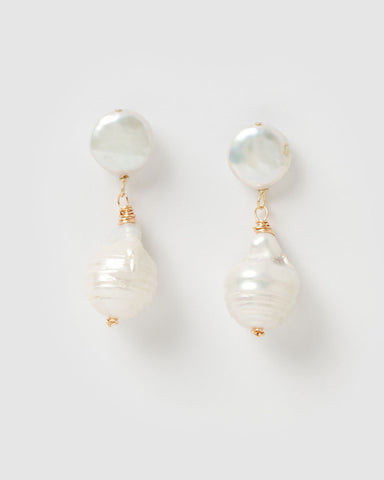 Miz Casa & Co Honey Drop Pearl Earrings Gold Pearl