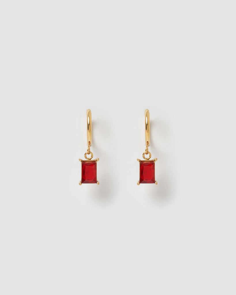 Miz Casa & Co Lilith Huggie Earrings Gold Ruby