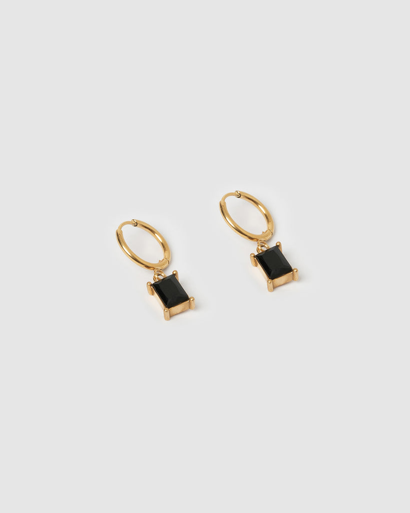 Miz Casa & Co Lilith Huggie Earrings Gold Black