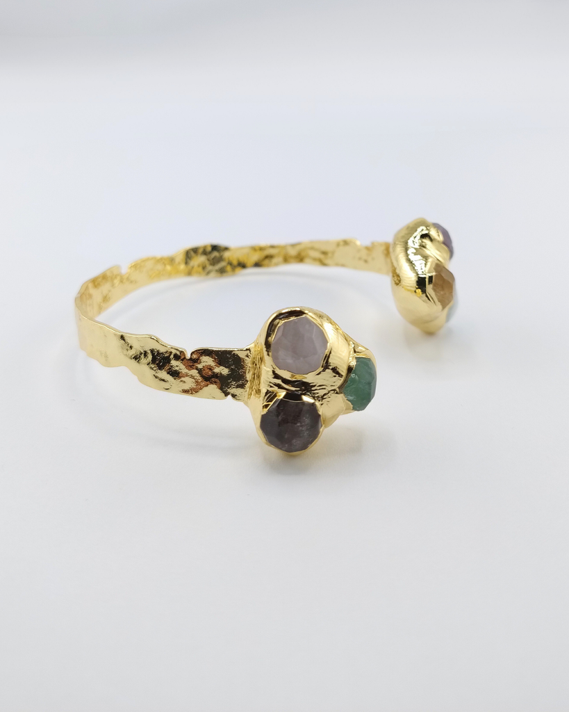 Miz Casa & Co Briallen Cuff Bracelet Gold Multi Gemstone