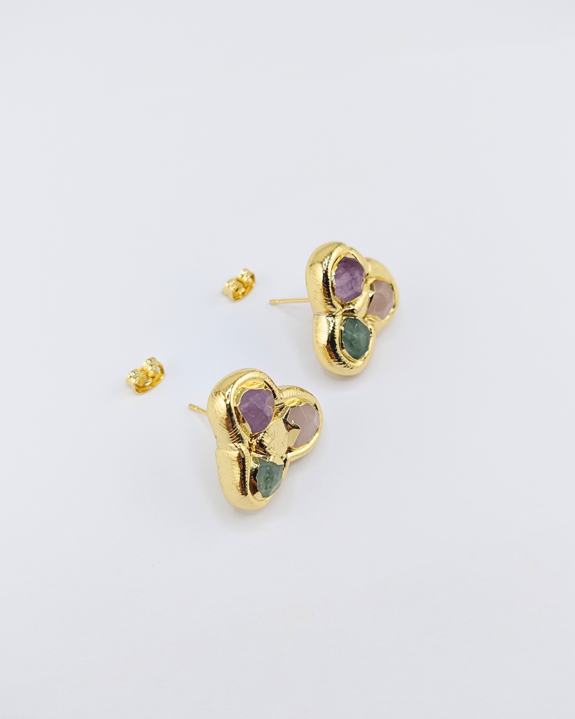 Miz Casa & Co Briallen Earrings Multi Green Gemstone