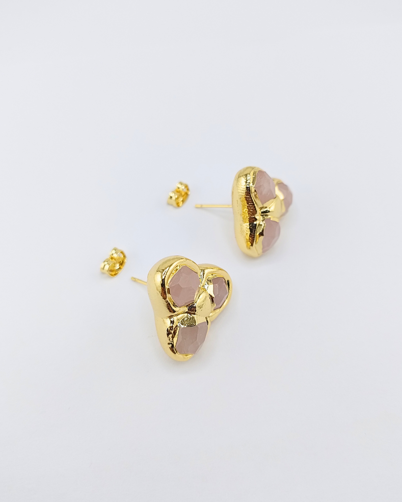 Miz Casa & Co Briallen Earrings Gold Rose Quartz Gemstone