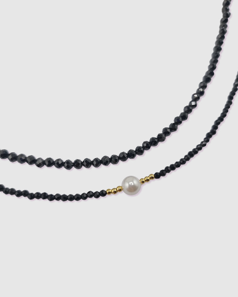 Miz Casa & Co Crystal Beaded Necklace Stack Black Multi