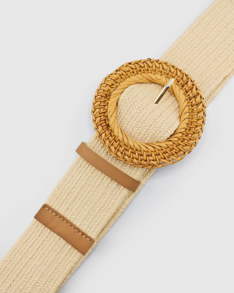 Miz Casa & Co Cream Rattan Woven Belt