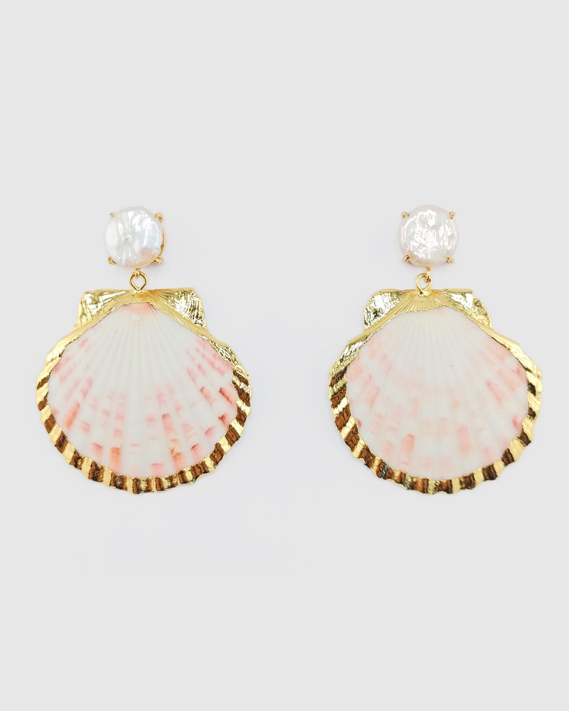 Miz Casa & Co Sereia Shell Earrings White Pink