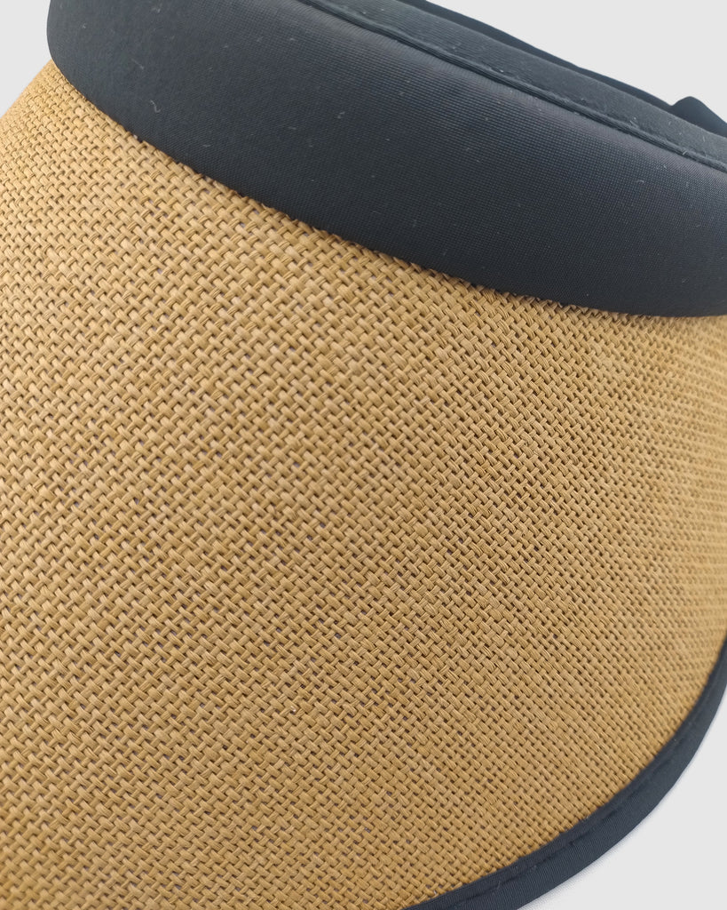Miz Casa & Co Vera Raffia Weave Sun Visor Hat Brown