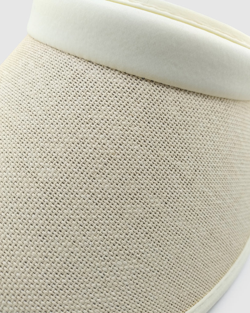 Miz Casa & Co Vera Raffia Weave Sun Visor Hat Ivory