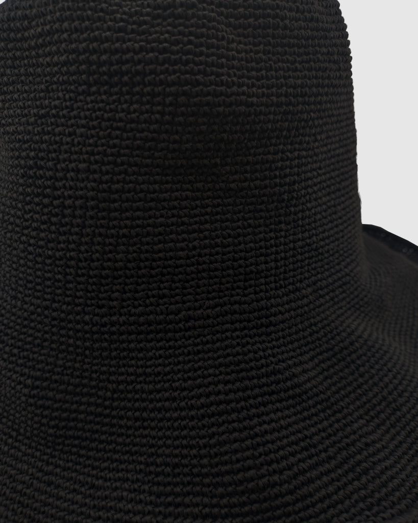 Miz Casa & Co Ella Foldable Raffia Weave Sun Hat Black