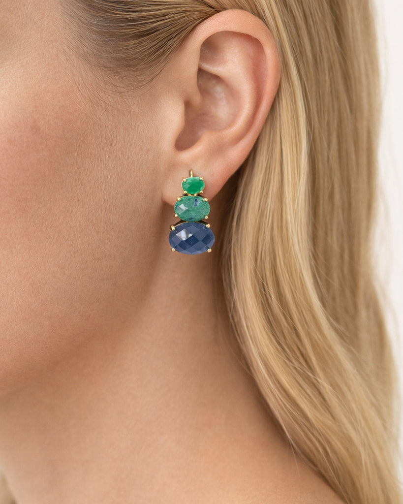 Miz Casa & Co Cleo Gemstone Studs Earrings Green Multi