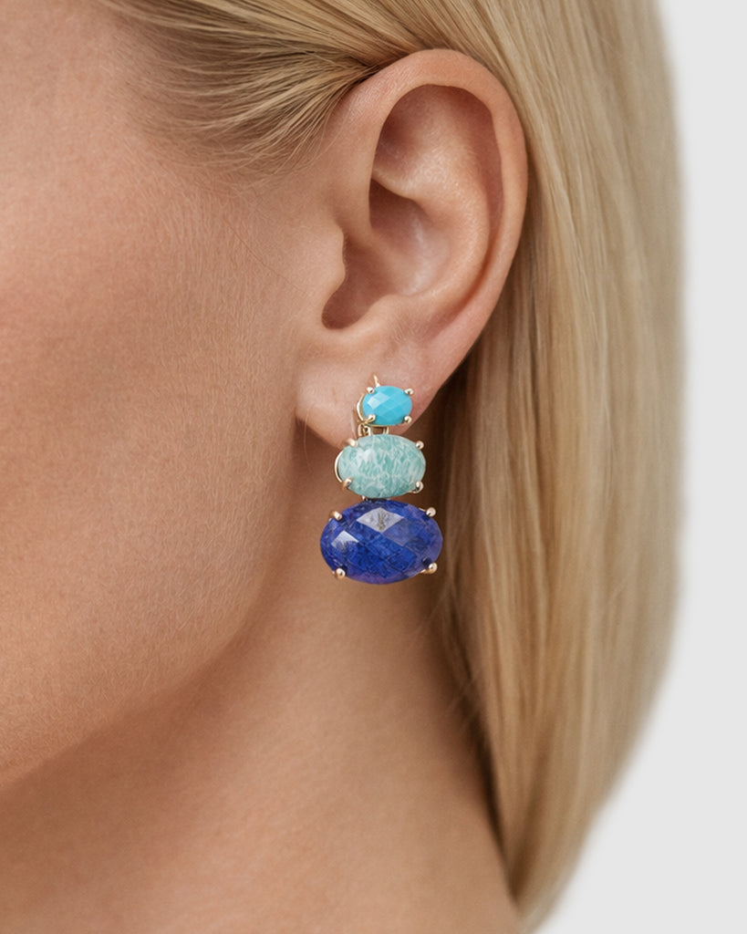 Miz Casa & Co Cleo Gemstone Studs Earrings Blue Multi