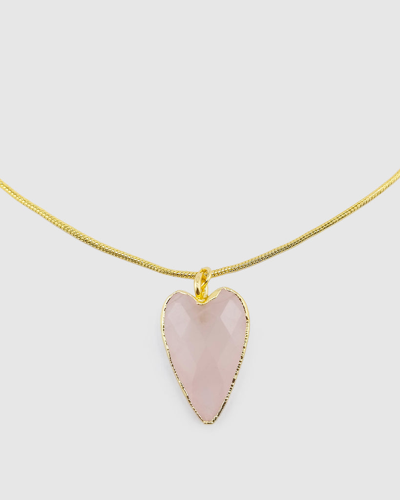Miz Casa & Co Priya Heart Necklace Rose Quartz