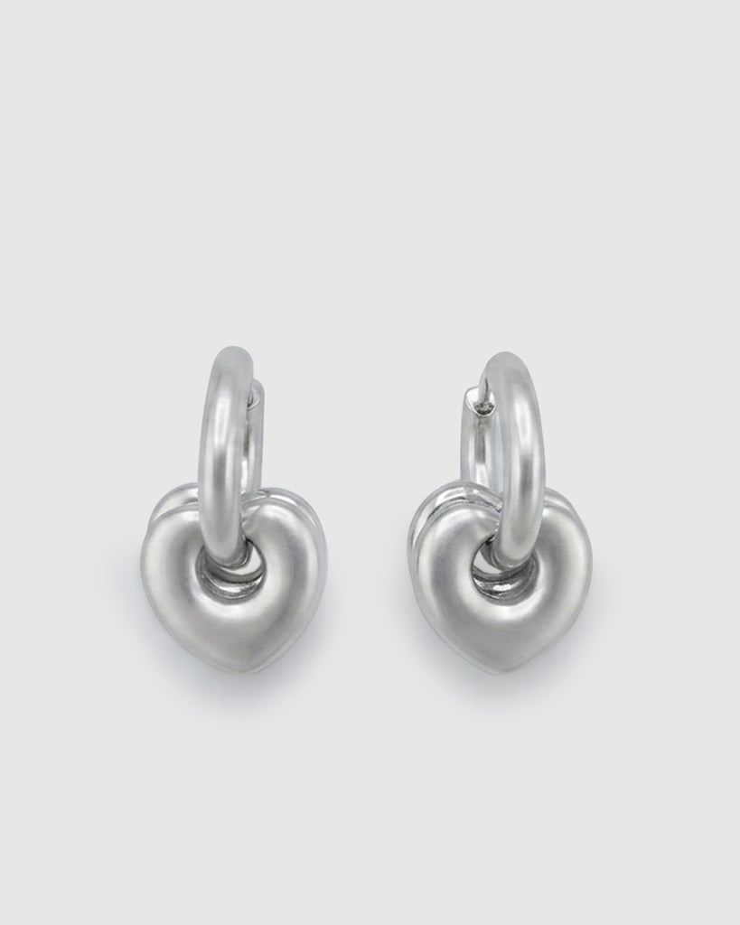 Miz Casa & Co Double Heart Huggie Earrings Silver