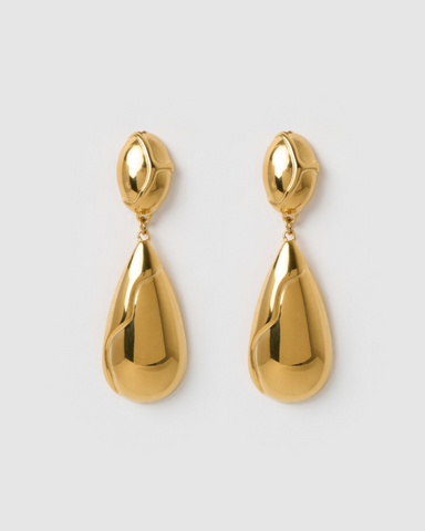Miz Casa & Co Ruby Huggie Earrings Gold Green
