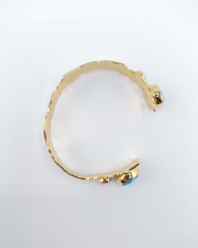 Miz Casa & Co Isolde Cuff Gold Blue druzy quartz