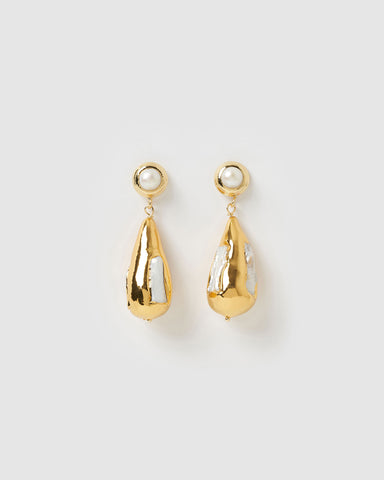 Miz Casa & Co Luciana Huggie Earrings Gold Green