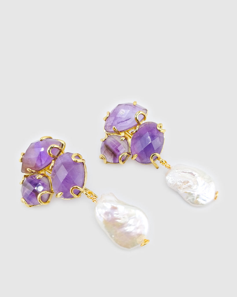 Miz Casa & Co Ophelia Earrings in Amethyst Pearl