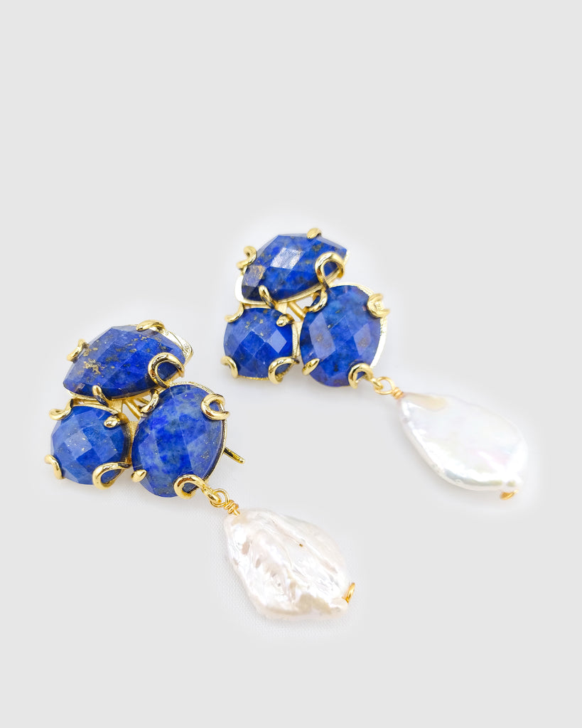 Miz Casa & Co Ophelia Earrings in Blue Lapis Pearl