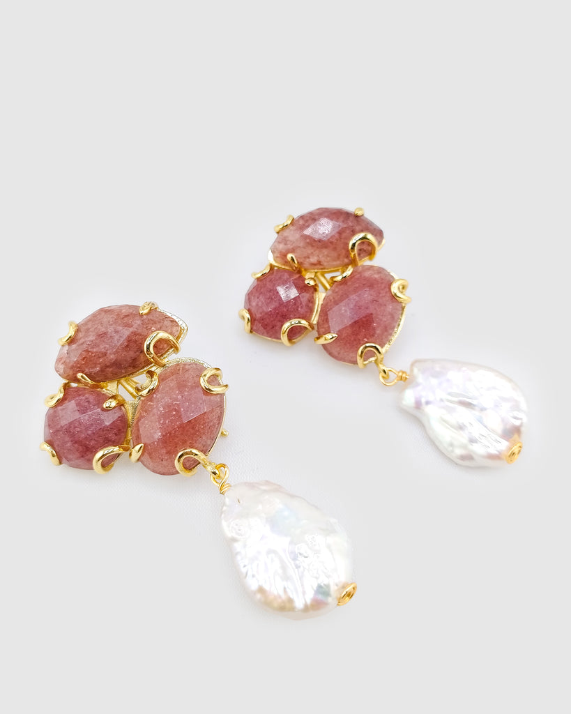 Miz Casa & Co Ophelia Earrings in Smokey Quartz Pearl