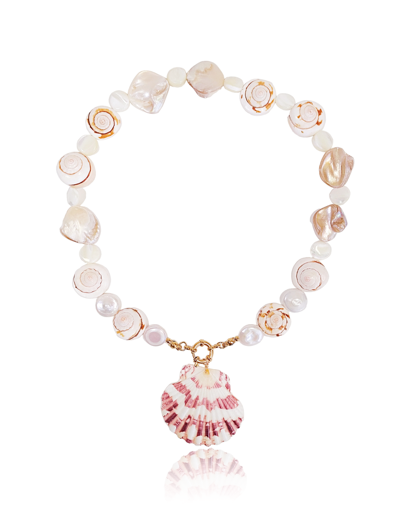 Miz Casa & Co Sereia Shell Necklace White/Pink