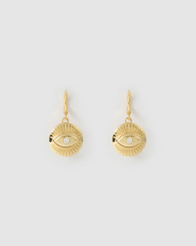 Miz Casa & Co Ophira Eye Huggie Earrings Gold