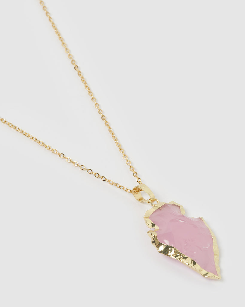 Miz Casa & Co Atlas Stone Necklace Rose Quartz