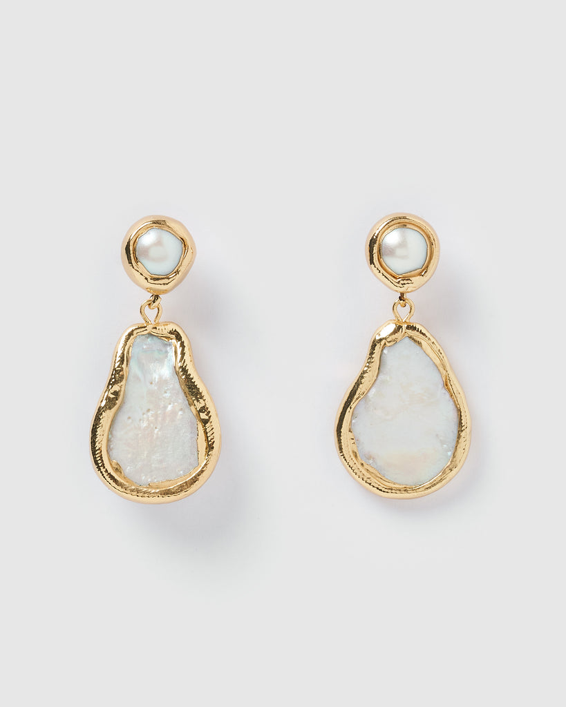 Miz Casa & Co Amberly Earrings Gold Iridescent Pearl