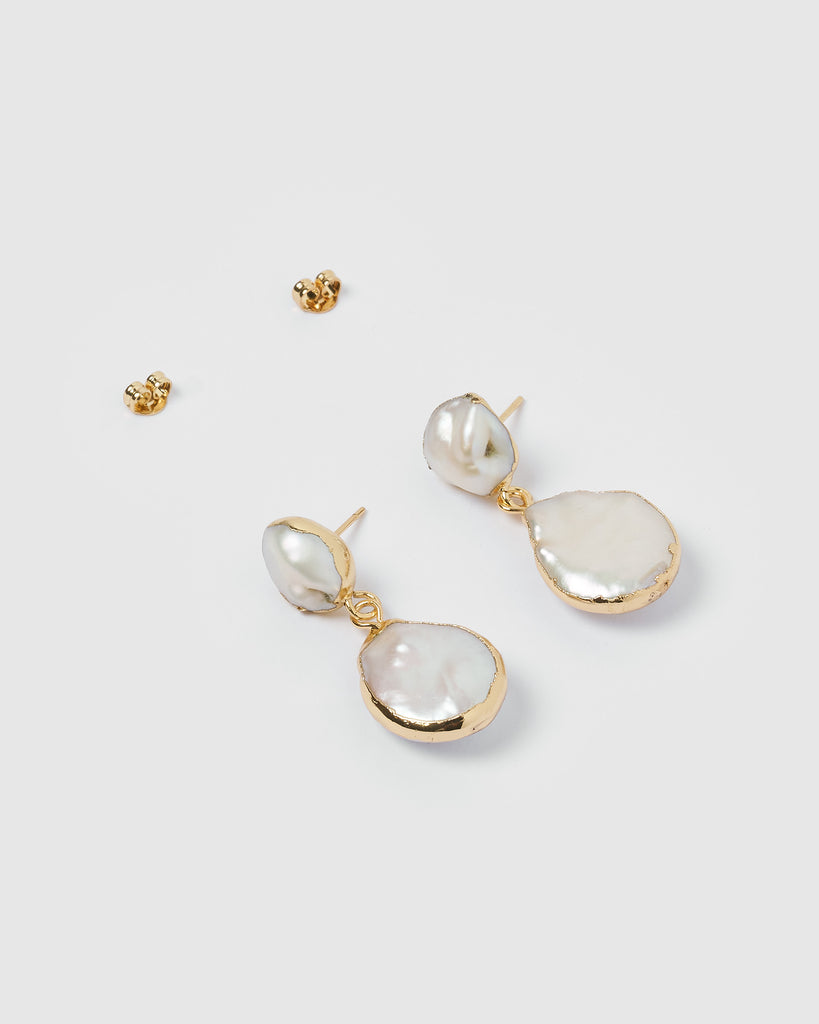 Miz Casa & Co Ambra Earrings Gold Pearl