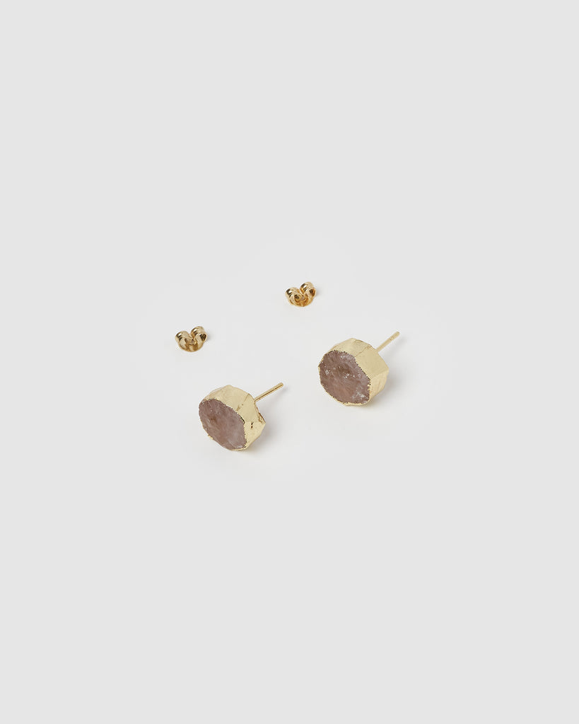 Miz Casa & Co Anenome Stud Earrings Smokey Quartz