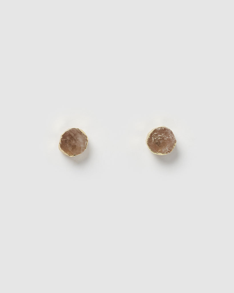 Miz Casa & Co Anenome Stud Earrings Smokey Quartz