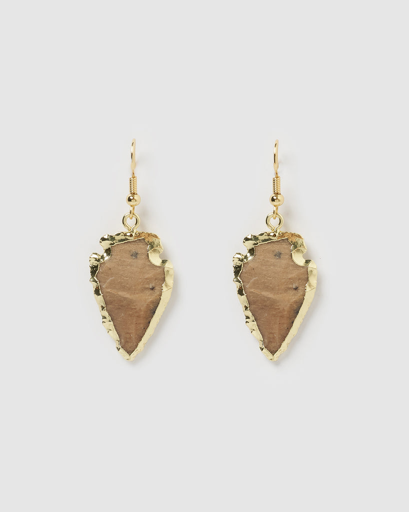 Miz Casa & Co Atlas Stone Drop Earrings Brown Jasper